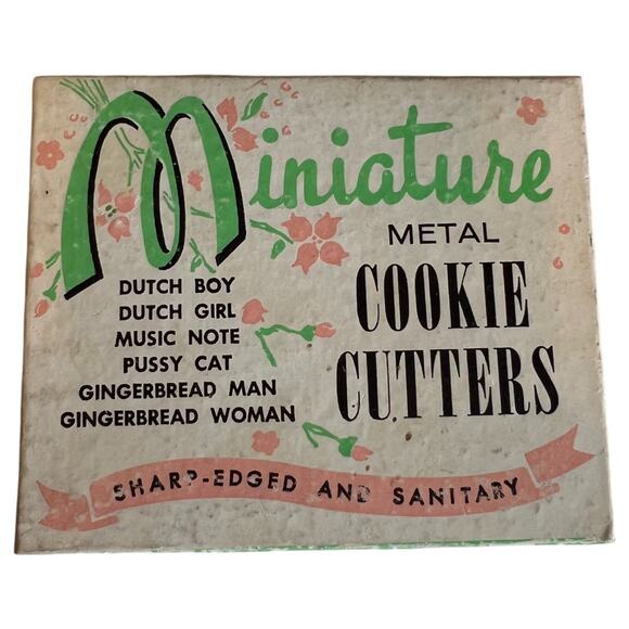 Vintage Miniature Metal Cookie Cutters Set Original Box 6 Shapes Retro - Picture 5 of 7